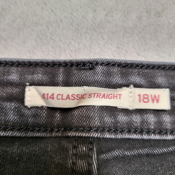 Levis 414 Jeans Womens 18W Black Gray Classic Straight Stretch Denim Plus Short - Picture 3 of 11